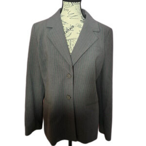 Michael Kors button front grey pink stripes blazer